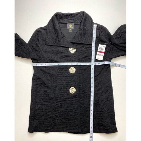 JM Collection Blazer Jacket XS Black Women's Bell-Sleeve Oversized-Button NEW‎ - Picture 6 of 8